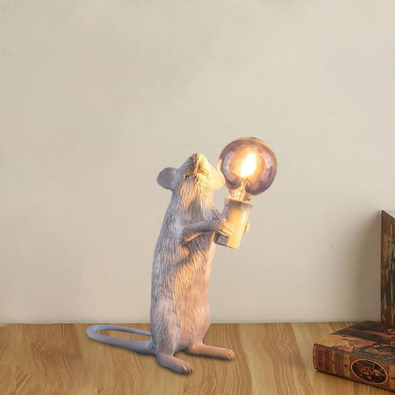 Resin Serviteur Mouse Night Light Kids Novelty 1 Bulbe White Table Éclairage pour le chevet