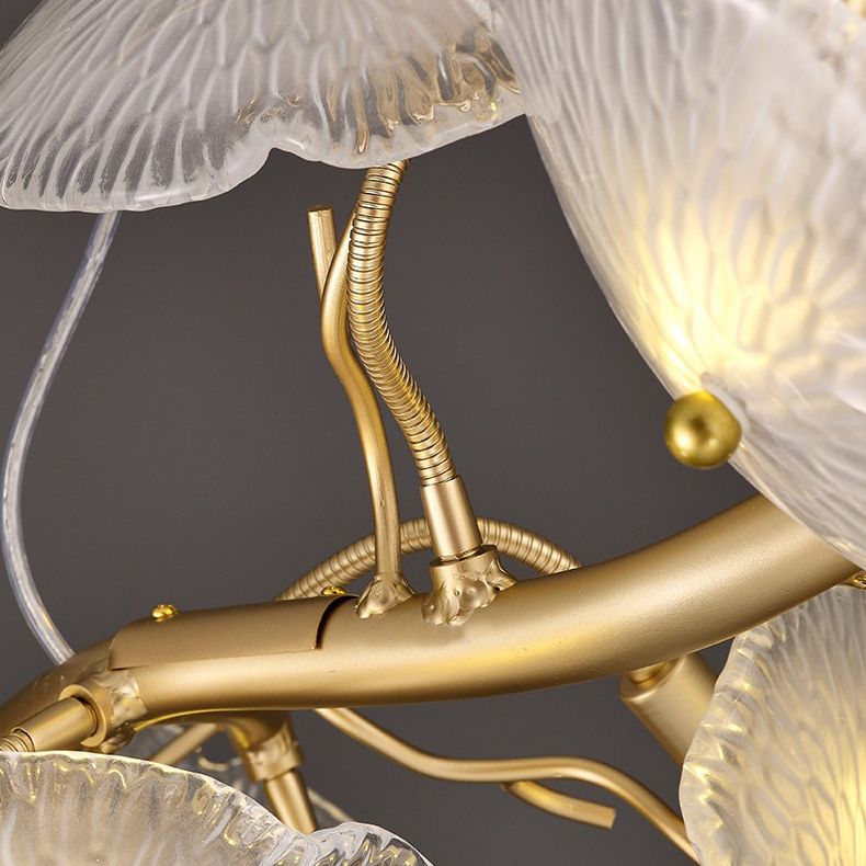 Lotus Leaf Shape Island Light Modern Island Hanging Light with Glass Shade for Dining Room