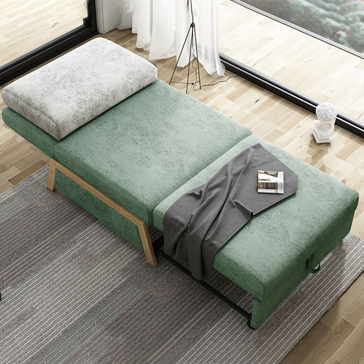Contemporary Grey/Green Daybed Metal Upholstered Kids Bed with Panel Headboard