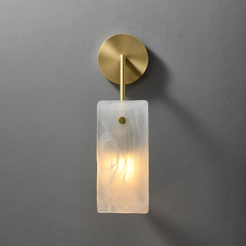Metal Modern Wall Sconce Rectangle Shape Wall Light with Glass Shade for Bedroom