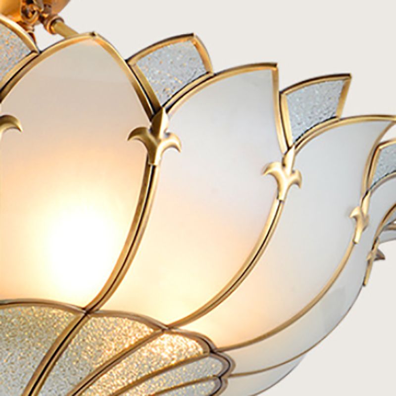 Glass Semi Flush Mount Light Fixture Simplistic Inverted Semi Flush Light Fixture in Brass
