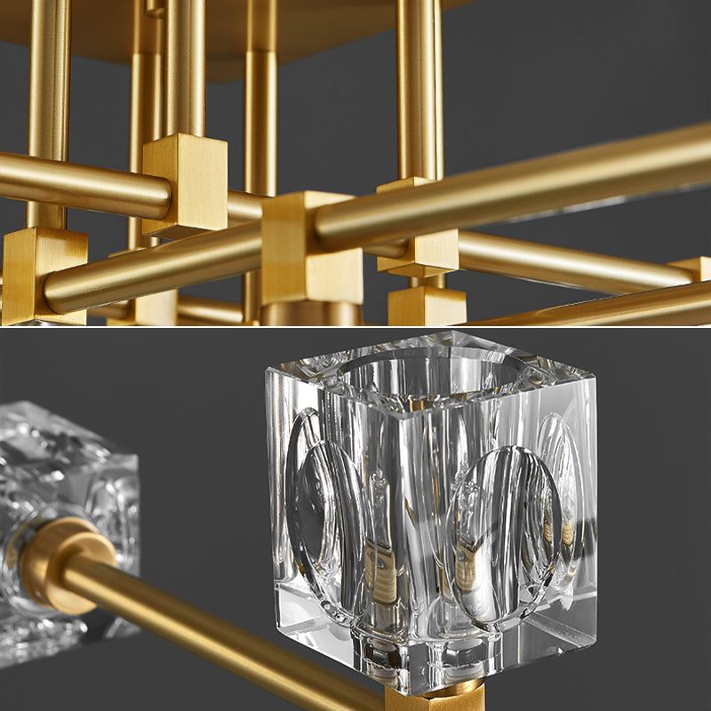 Sputnik Living Room Semi Flush Light Fixture Crystal Modern Semi-Flush Ceiling Light