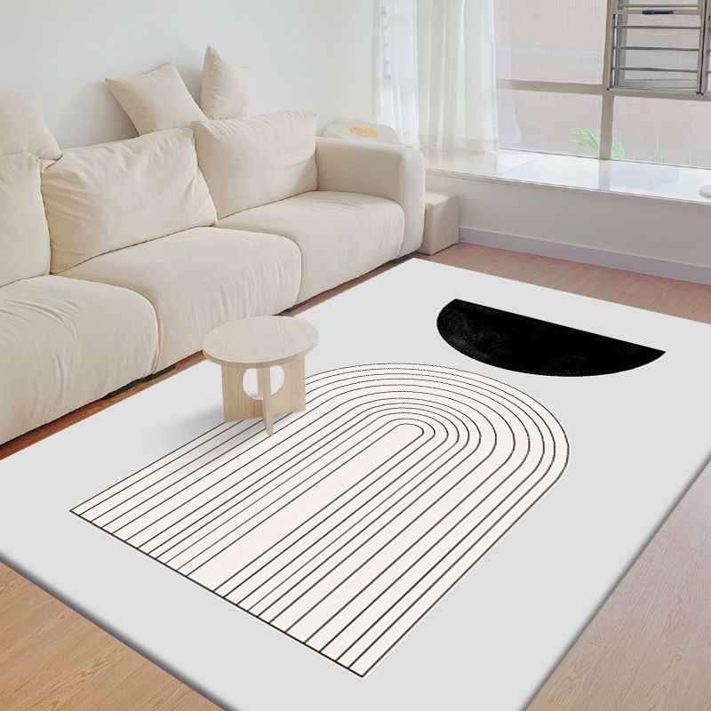White Line Carpet Polyester Nordic Carpet Stain Resistant Carpet for Home Decor