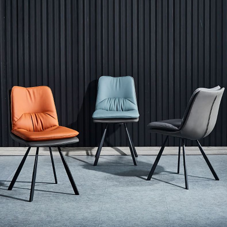 Contemporary Style Dining Chair Armless Side Chair with Metal Legs