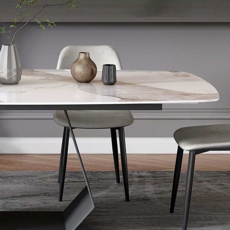 Minimalist 1/4/5/7 Pieces Rectangular Dining Table Set Sintered Stone Furniture for Home