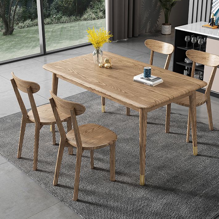 Ash Wood Dining Table Luxury Style 4 Legs Base Solid Wood Table for Dining Room