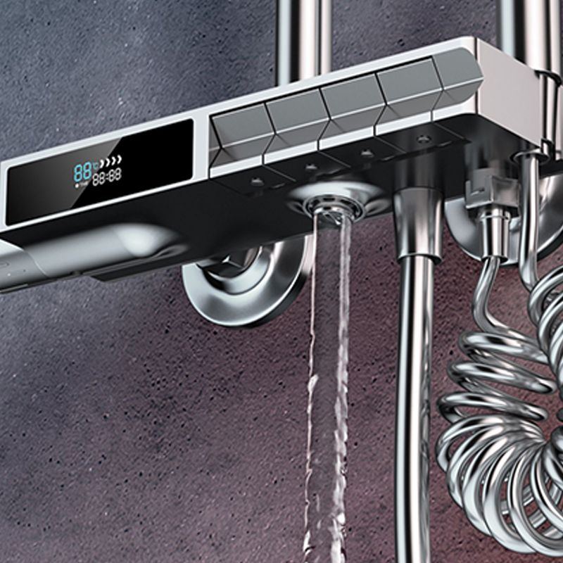 Grey Shower Set Piano Button Intelligent Digital Display Thermostatic Shower Shower Head