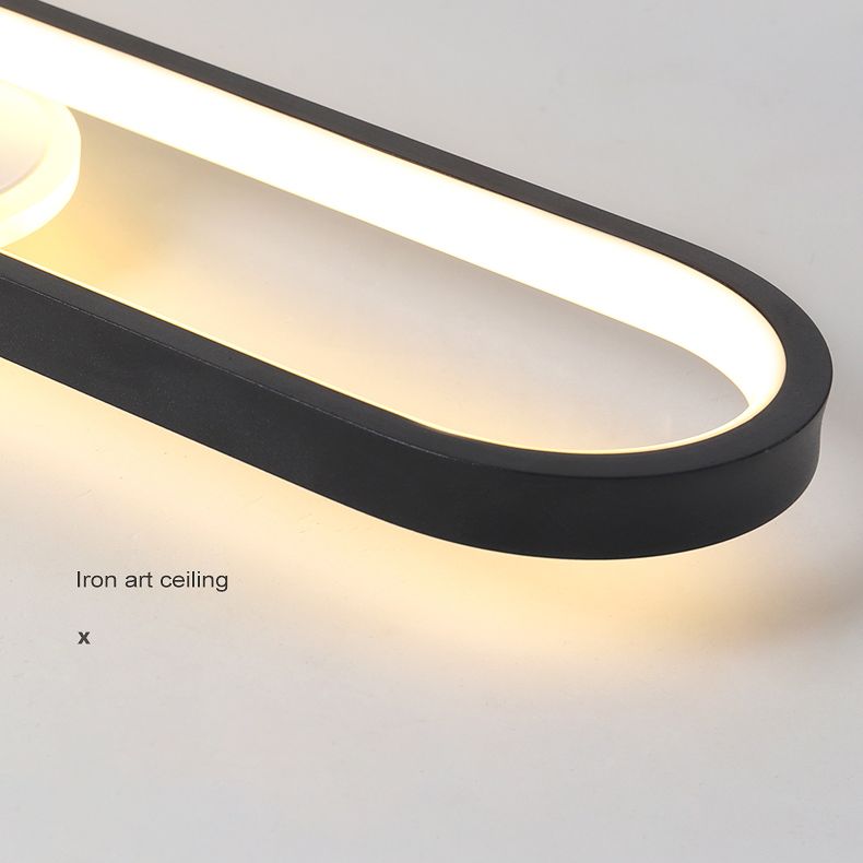 Indoor LED Semi flush plafond licht in moderne eenvoud metalen plafond armatuur met Oblong acryl schaduw