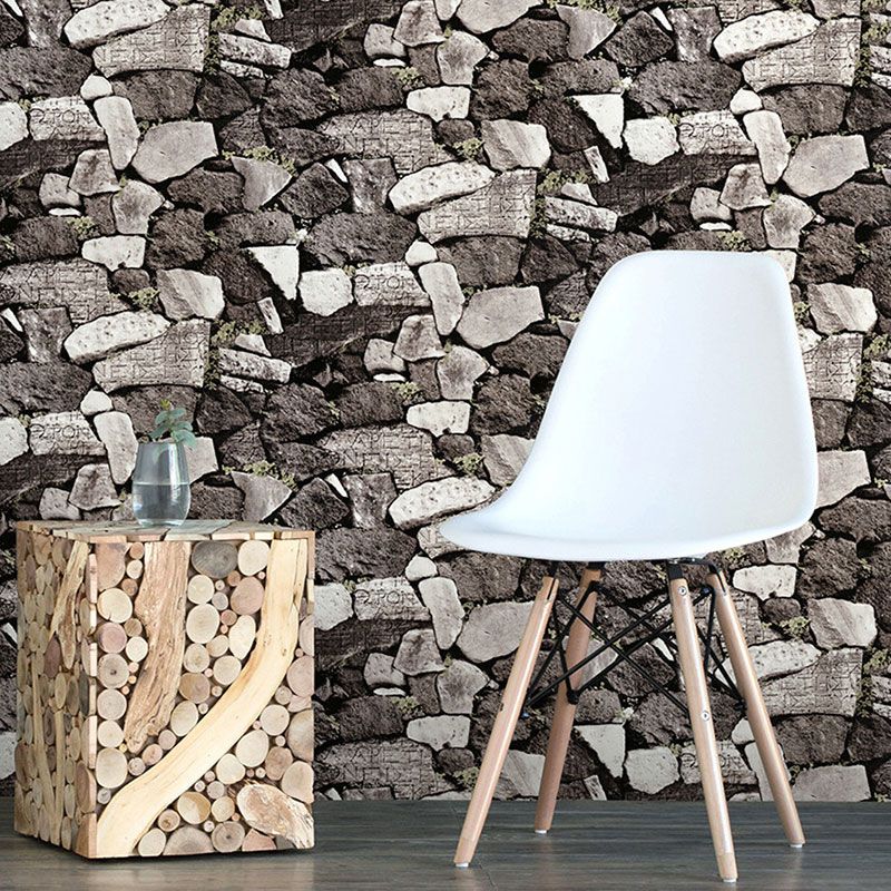 Industrial Grey Stone Wallpaper 17.5-inch x 19.5-foot Vinyl Moisture-Resistant 3D Print Wall Decor, Peel and Stick