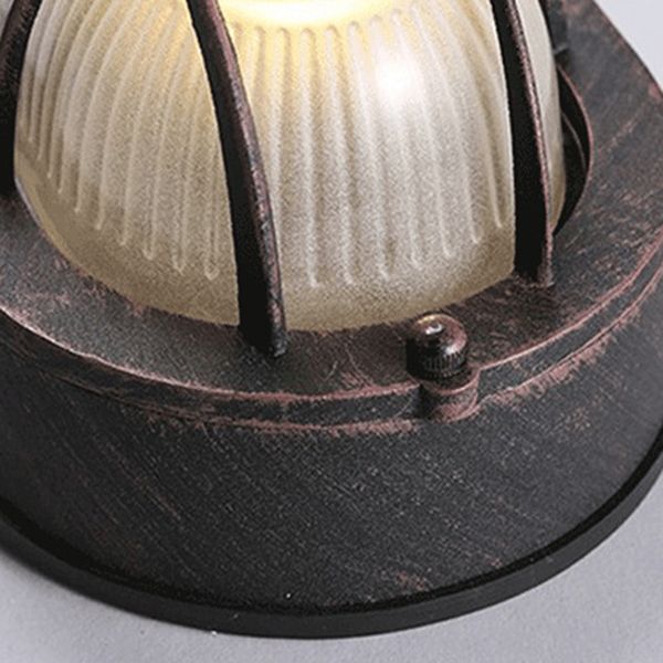 Einflammige ovale Deckenleuchte, industrielle Wandleuchte aus gefrostetem weißem Rippenglas, Deckenleuchte für den Außenbereich