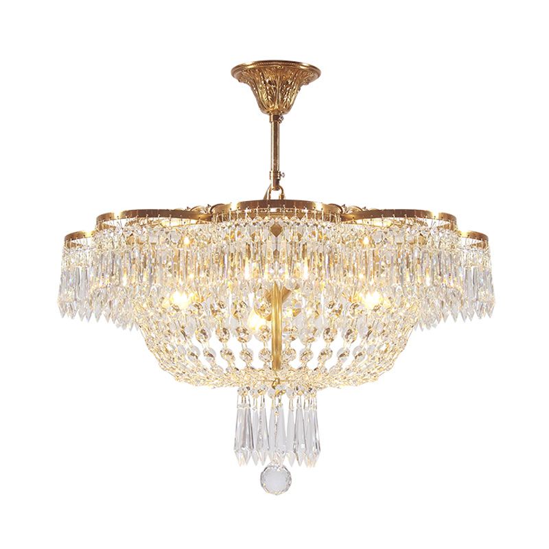Dommento de la lámpara colgante del dormitorio Simple hilo de cristal 4 cabezas de oro suspensión liviana