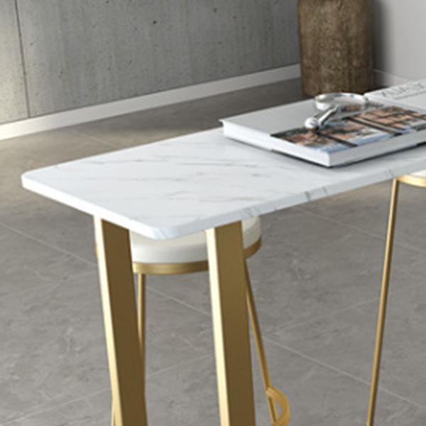 Glam Pub Table Rectangle Bar Height Double Pedestal Bar Table for Indoor