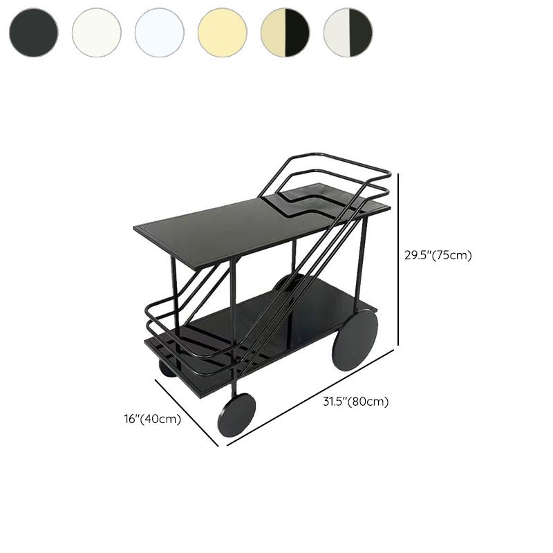 Glass Modern Prep Table Rolling Open Storage Rectangular Kitchen Trolley