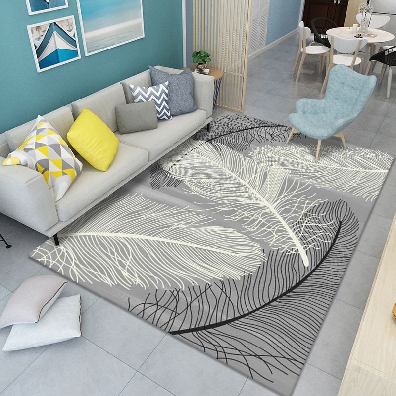 Yellow Feather Carpet Polyester Modern Carpet Stain Resistant Carpet for Living Room