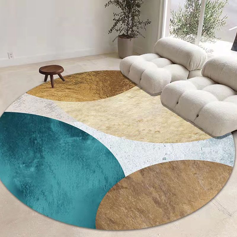 Navy Modern Teppich Polyester Feder Teppich Färbung widerstandsfähiger Teppich für Wohnzimmer