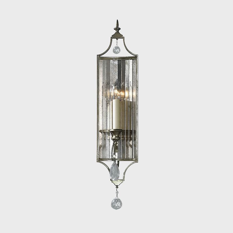 Candelabra soggiorno paesaggio paesaggio cristallo sfaccettato 1/3 head Silver Wall Lampleg