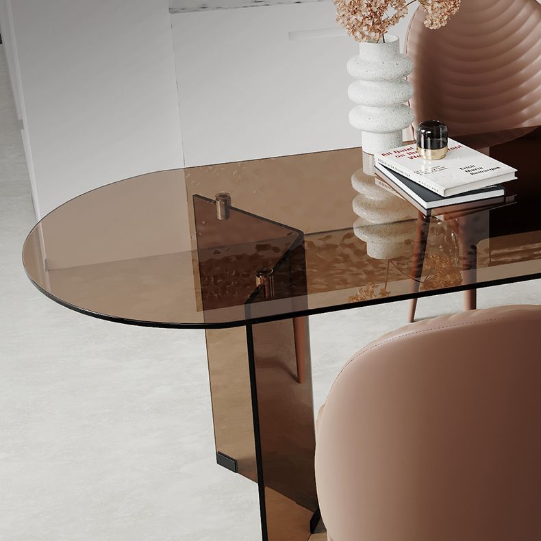 Glass Contemporary Free Form Dining Table Clear Glass Table for Dining Room and Kitchen