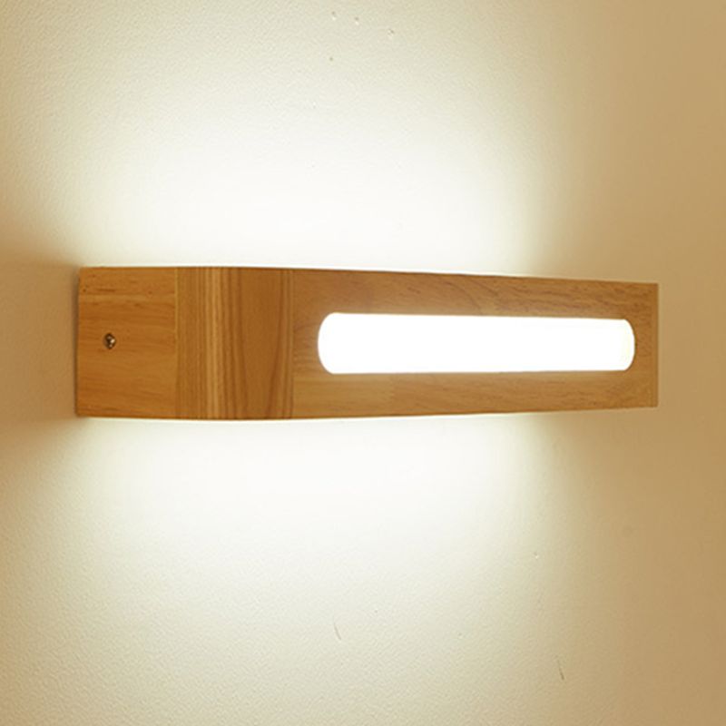 Square Shape Wood Wall Light Modern Style 1 Light Wall Mount Light in Brown