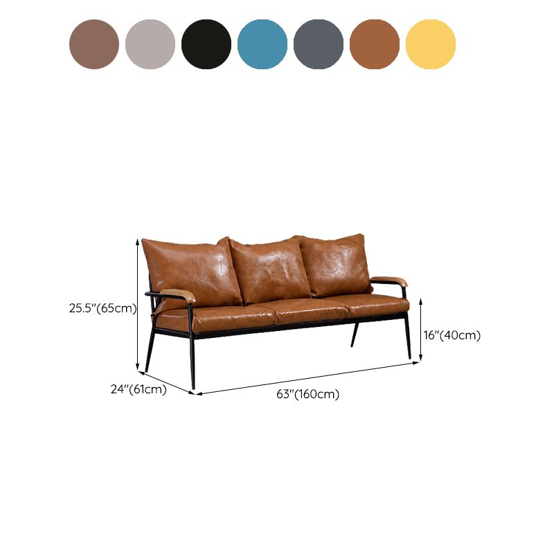 Metal and Wood Square Arm Sofa Industrial Loose Back Cushions Sofa
