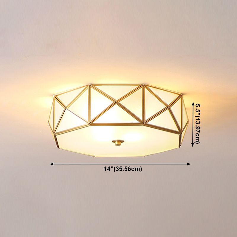 Plafonnier encastré en verre, éclairage de plafond classique pour salle à manger en or