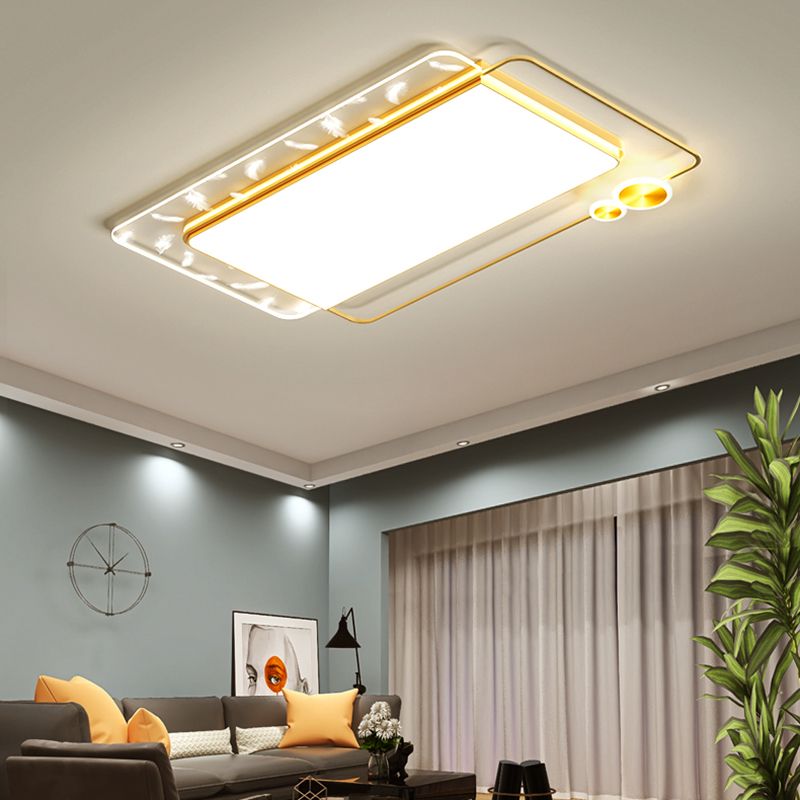 Geometric Feather LED Flush Mount in Modern Creative Style Iron Ceiling Light with Acrylic Shade