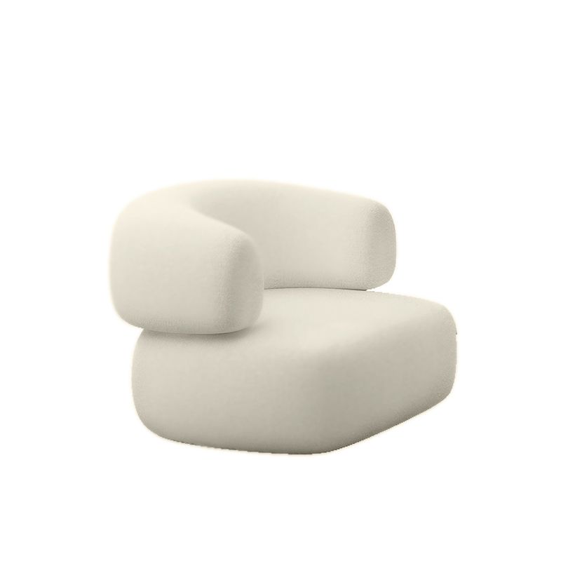 Modern Camel Back Sofa 27.56"High Round Arm Sofa for Apartment, White