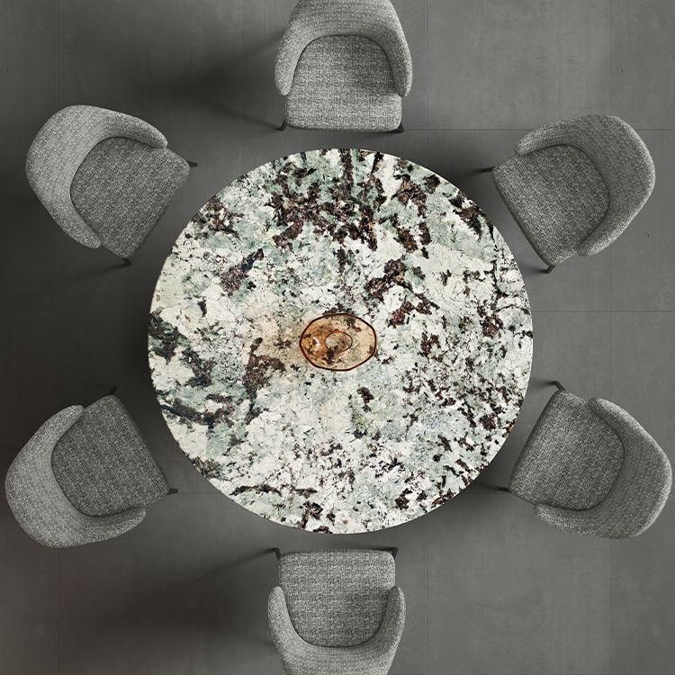 Glam Round Marble Top Dining Table with Metal Pedestal Base for Home