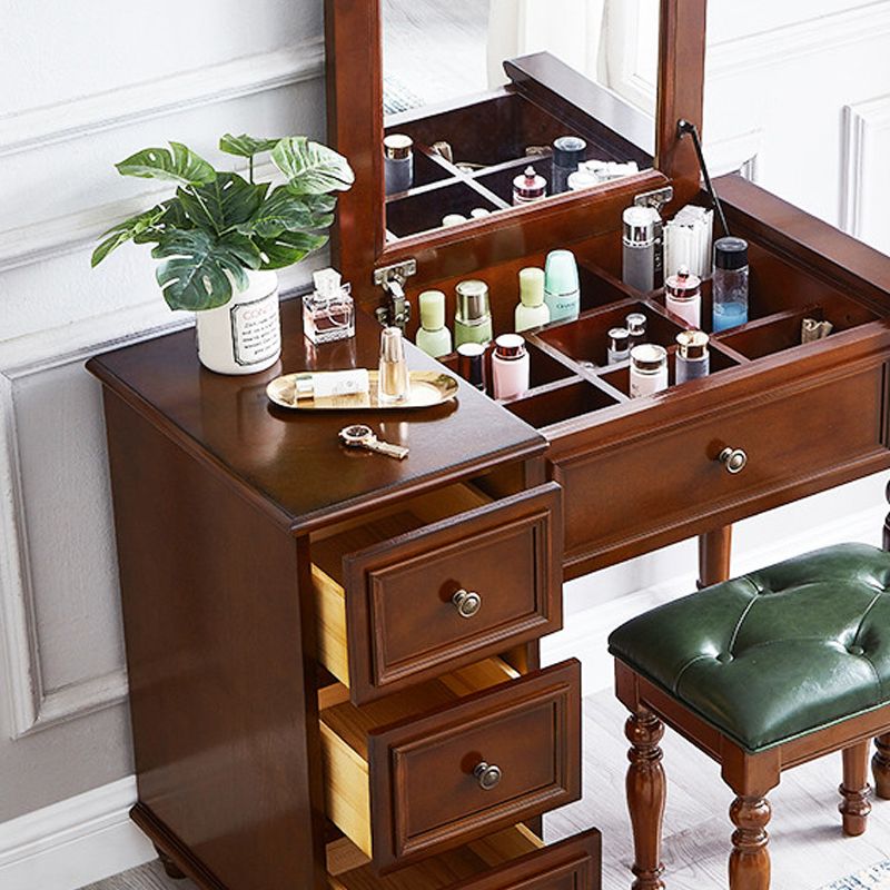 Traditional Solid Wood Makeup Vanity Desk Bedroom Vanity Dressing Table with Drawer