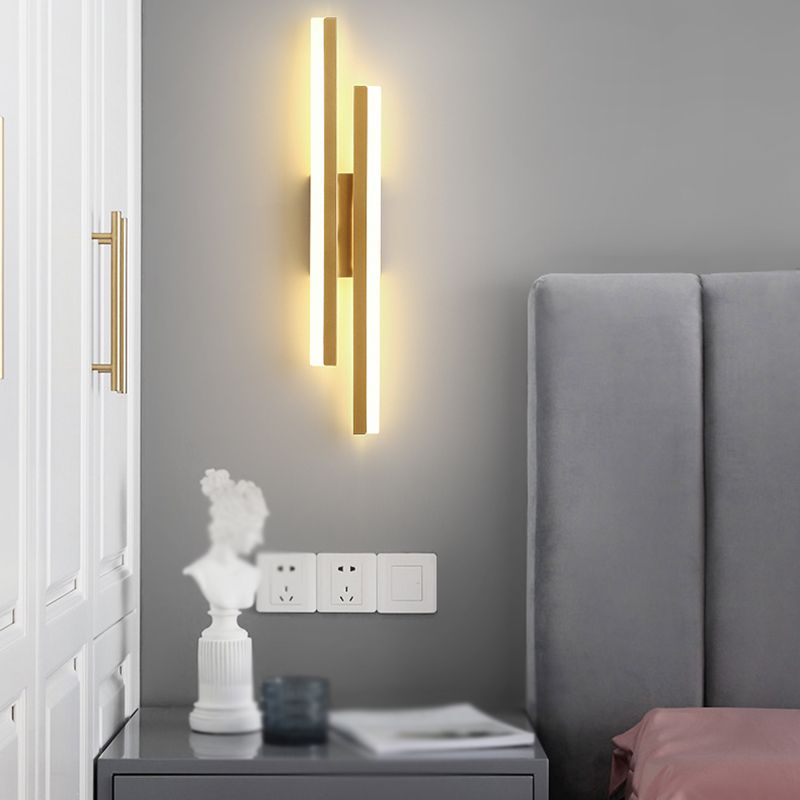 Metal Linear Shape Wall Sconce Modern Style 2 Lights Wall Light Sconce