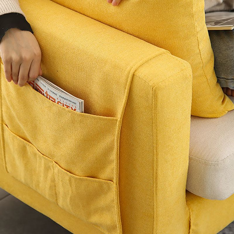 Slipcovered Fabric Sofa Scandinavian Square Arm Loose Back Sofa