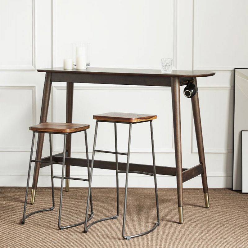 Industrial Wood Trestle Bar Table Specialty Indoor Bistro Table - 53" x 18" x 40"