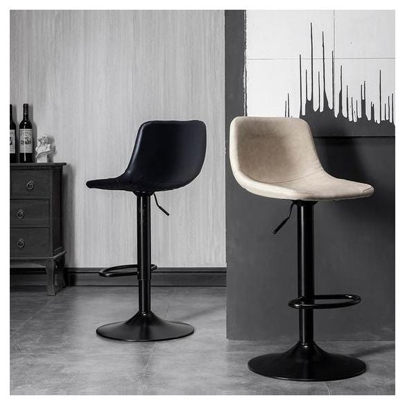 Contemporary Metal Barstool Faux Leather Counter Stool with Black Base for Home