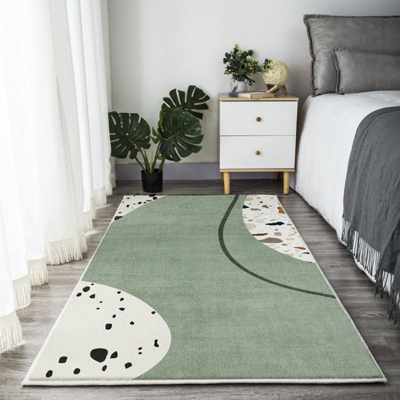 Black Nordic Rug Polyester Circle Indoor Rug Non-Slip Backing Rug for Living Room