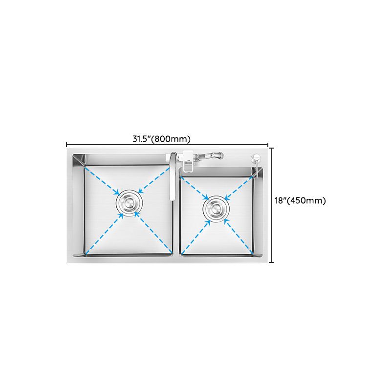 Dirt Resistant Kitchen Sink Soundproof Detail Kitchen Double Sink with Overflow Hole