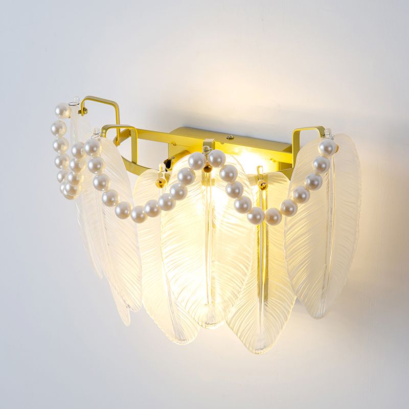 Modern Style Geometric Wall Mounted Lamps Glass 2 Lights Wall Sconces in White