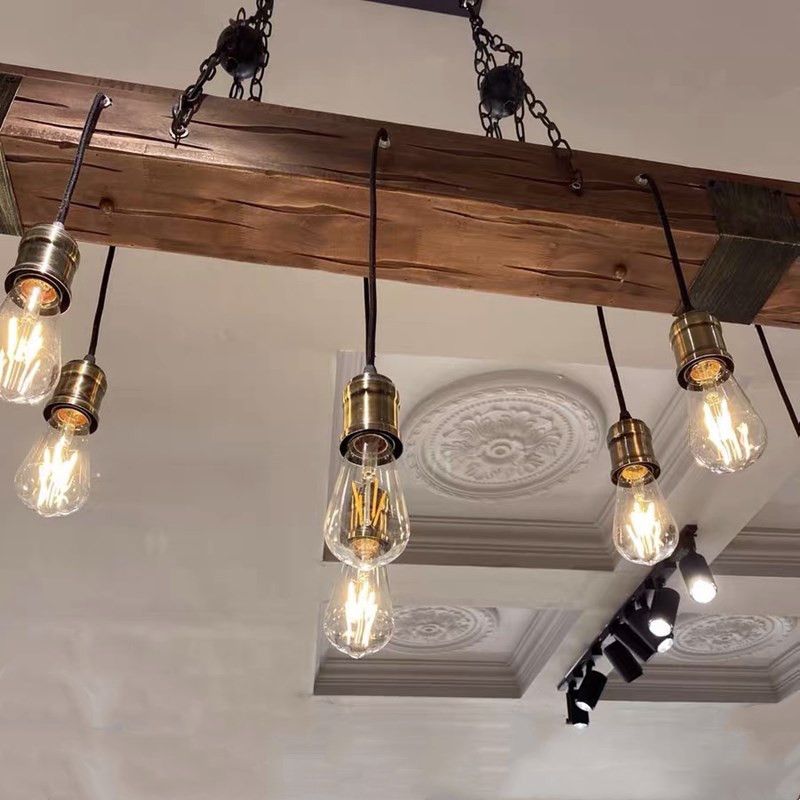 Industrial Style Linear Hanging Pendant Lights Wood Pendant Light Fixtures