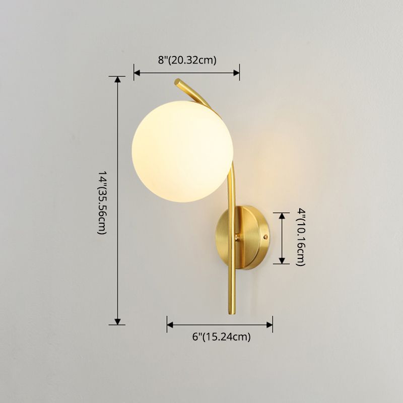 Minimalist Wall Sconce Lighting White Spherical Wall Mounted Light with Glass Shade