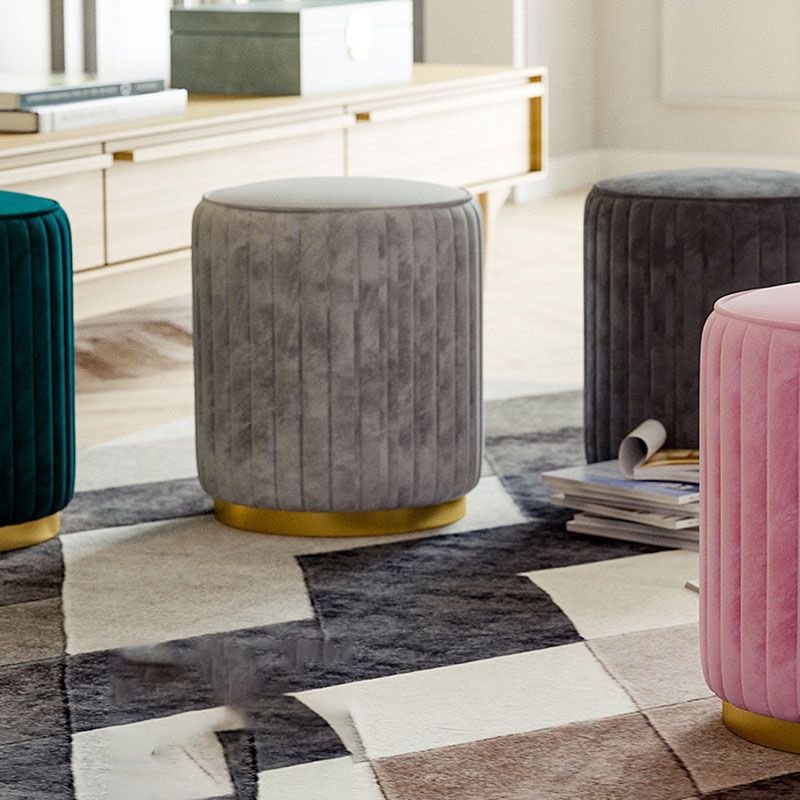 Solid Color Flannel Standard Stool Modern Style Simple Round Stool