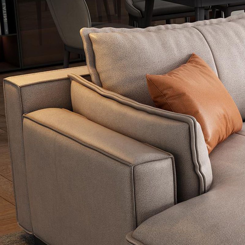 Recessed Arm Sofa & Chaise 129.92" W 66.93" x D 31.5 H" x Loose Back Sofa, Faux Leather