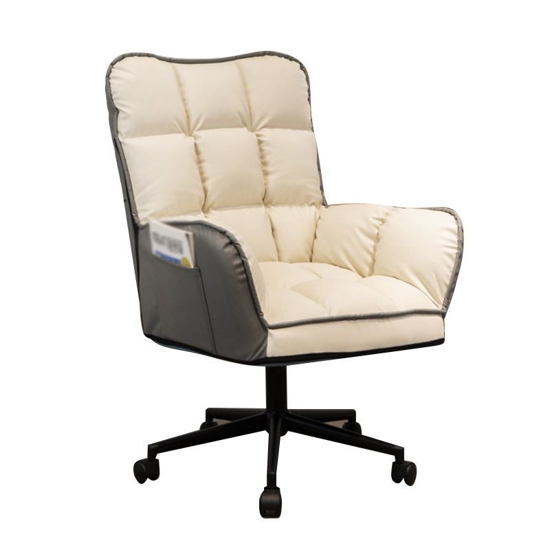 PU Leather Accent Armchair Wheels Arms Included Chair for Living Room