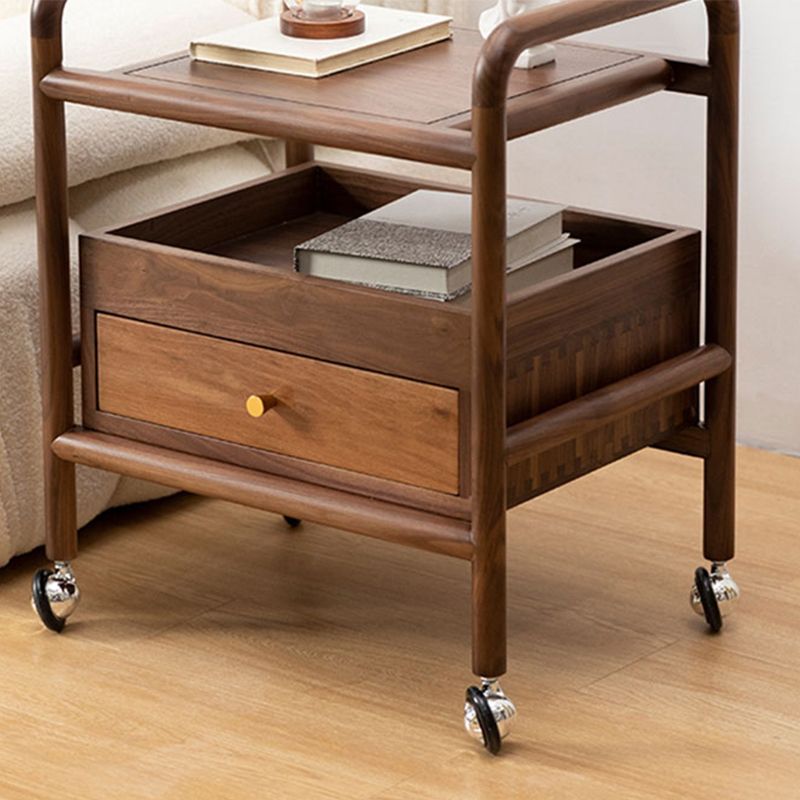 Modernistic Corner Table with Storage Rectangular Double Tier Living Room End Table