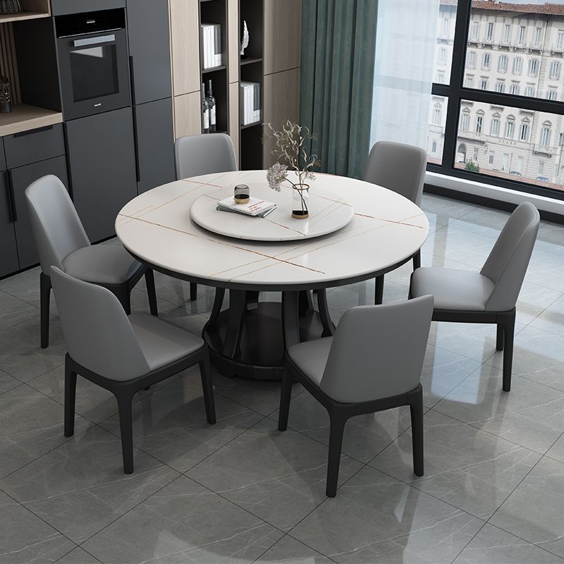 Contemporary Sintered Stone Round Dining Table Standard Kitchen Dining Table with Pedestal Base