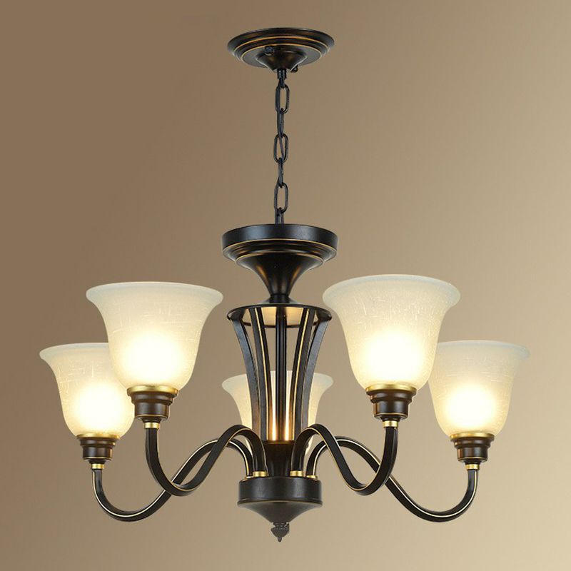 Rustikale glockenförmige Suspension lichtcreme Glas Kronleuchter Beleuchtung für Esszimmer