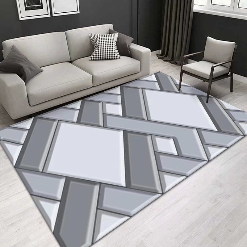 Grijs modern tapijt polyester geometrische print tapijt wasbaar tapijt voor woonkamer