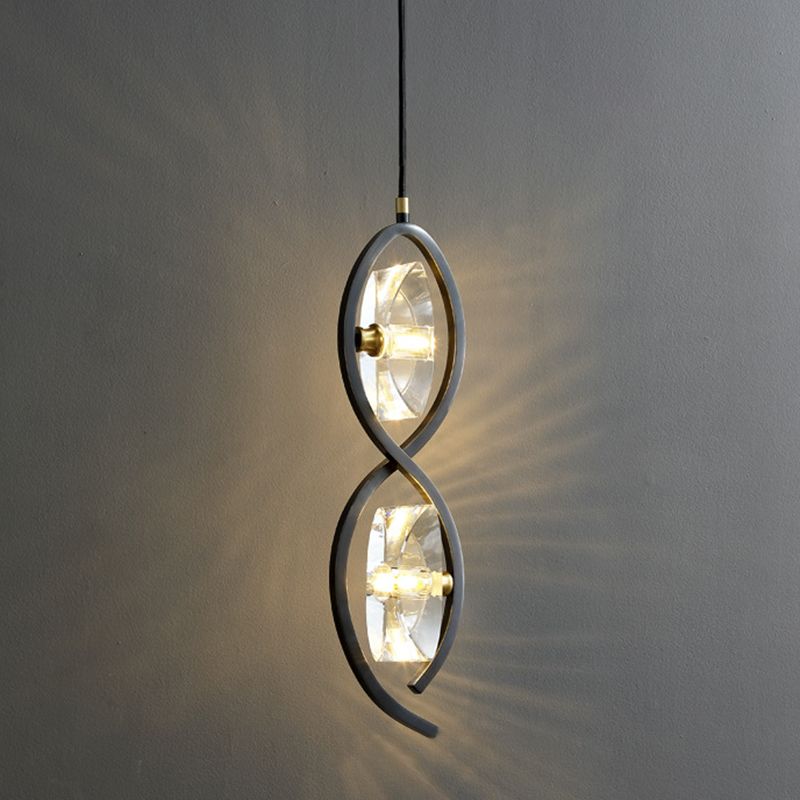 Small Crystal Glass Drop Lamp Postmodernism LED Suspension Light Fixture for Bedroom