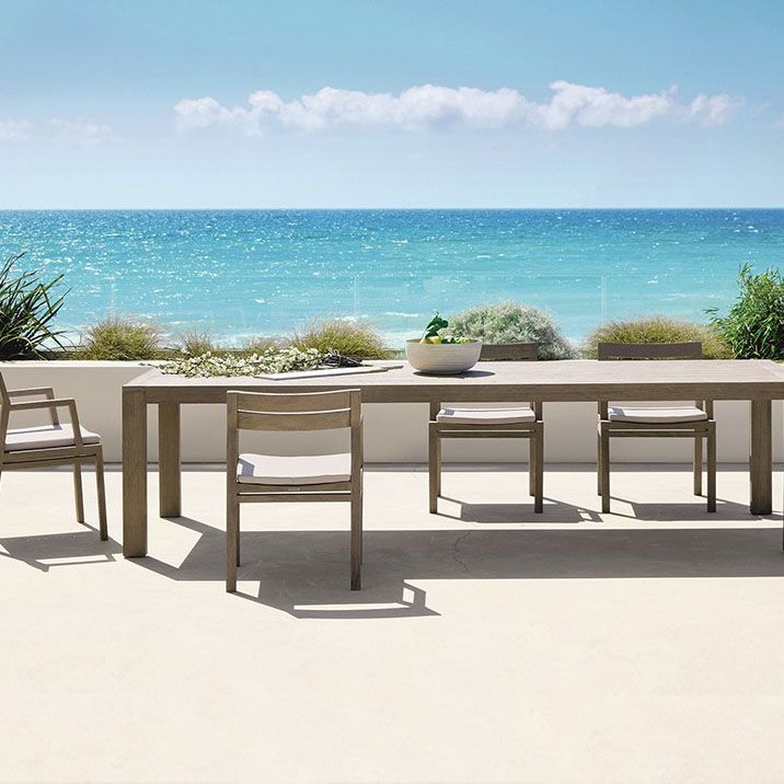 Contemporary Solid Wood Dining Armchair Open Back Patio Arm Chair