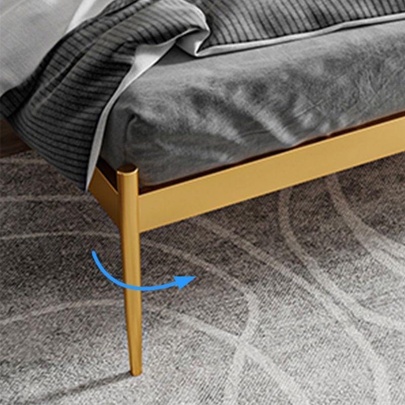 Glam Metal Open-Frame Bed with Rectangular Headboard, 45.3" Tall