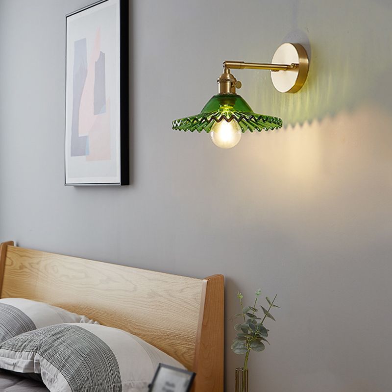 Cone Shape Glass Wall Light Industrial Style 1 Light Wall Light Sconce