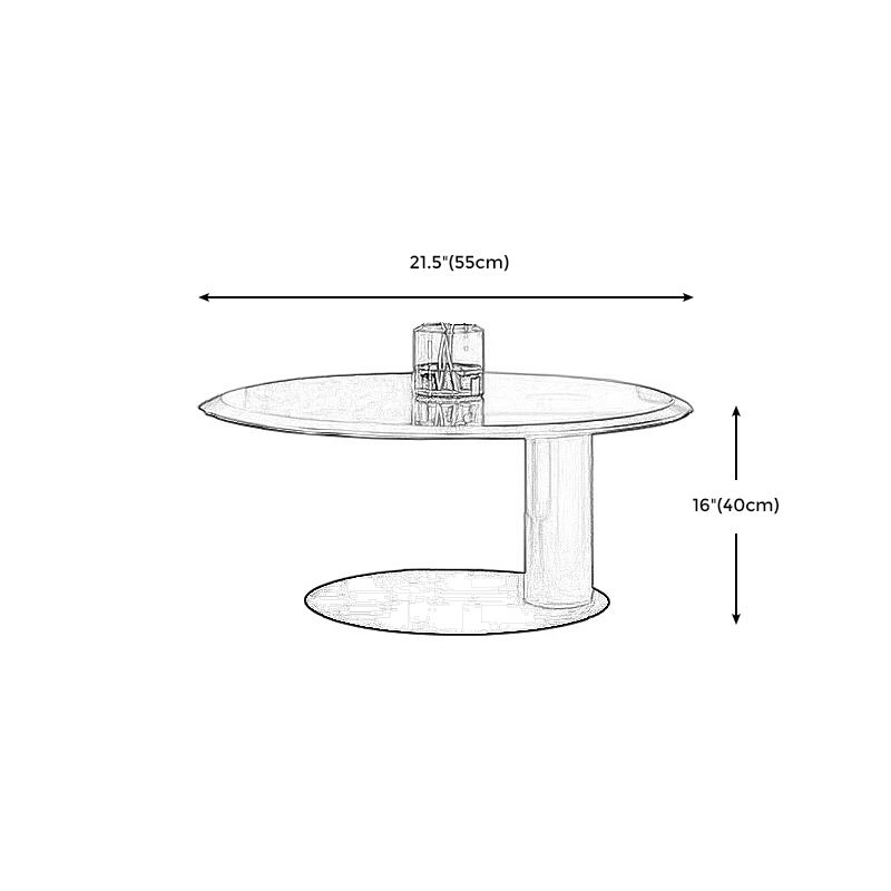 Modern Style Tempered Glass Table Top Stainless Steel Base Round Coffee Table