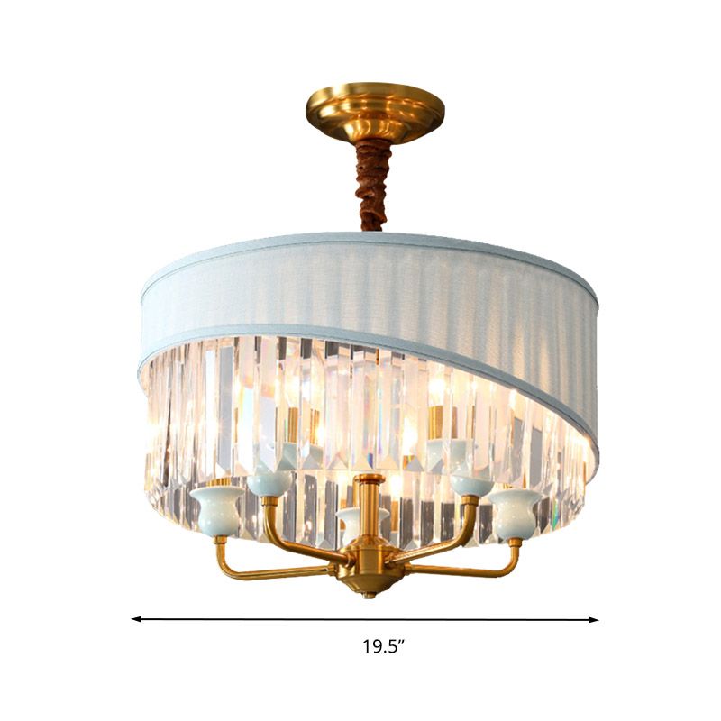 Luz de techo de cilindro de lámpara de 5 bombillas tradicional con sombra de cristal transparente